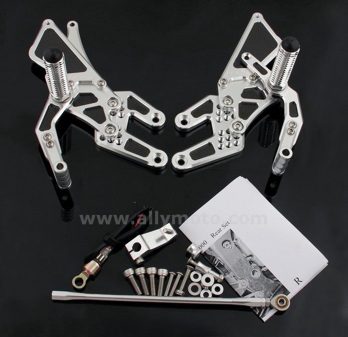 74 Rearset Footpeg Adjust With Carbon Fiber Honda Cbr 600 1000 Rr Silver@2